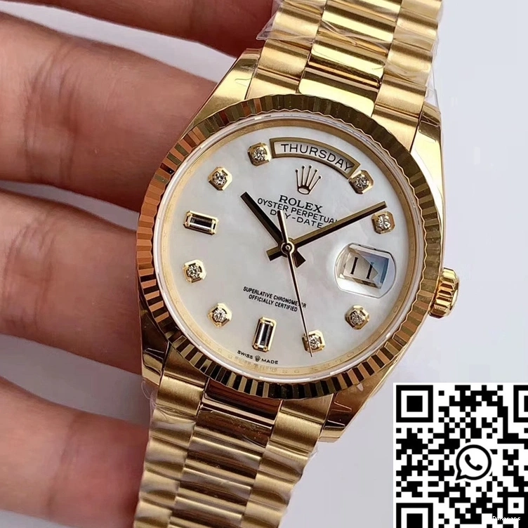 Factory Diamond M128238 White Day-Date Time EW Dial Rolex Scale 0331